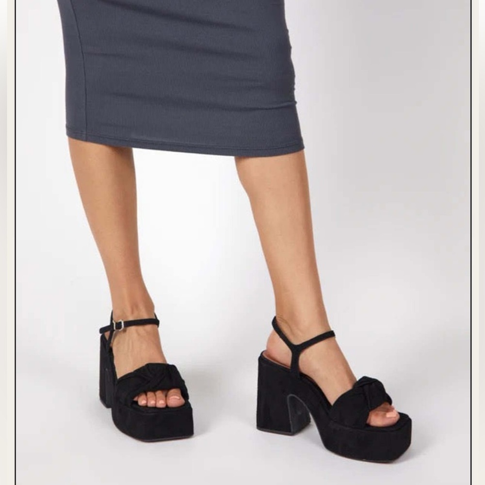 INTENTIONALLY BLANK Black Platform Block Heel Sandals